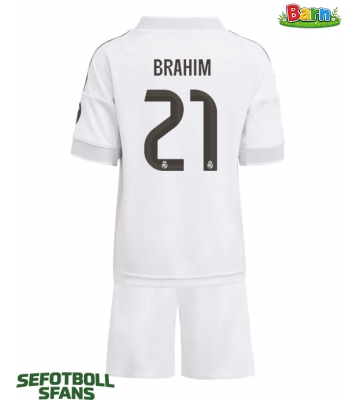 Real Madrid Brahim Diaz #21 Hemmaställ Barn 2025-26 Kortärmad (+ Korta byxor)